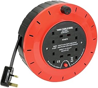 ShaniTech 10m Meter 13Am 4 Way Gang Mains Extension Lead Reel Thermal Cut Out ideal for Garden, Workshop, DIY