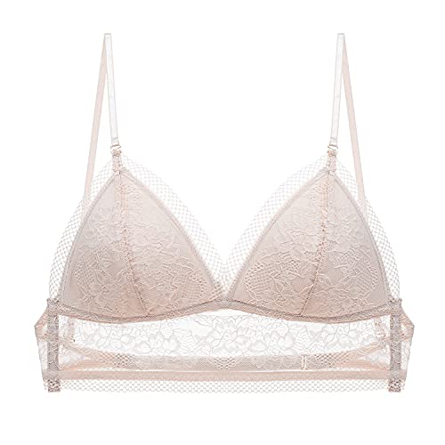 Genmoral Neckholder-BH mit tiefem Rücken, dünner unsichtbarer BH, ohne Bügel, sexy Unterwäsche (B-beige,M) Cover