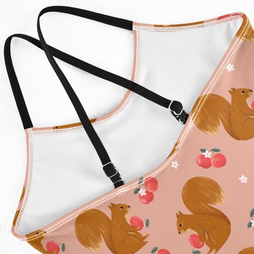 Girls Swimwear 3-10 Years One Piece Halter Swimsuit Squirrel Beach Bathing Suit4