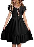 blibean Little Girls Dresses Big Kids Bohemian Sleeveless Dress Casual Elegant Boho Outfit Age 8T-9T (Size 8-9 Year) Black