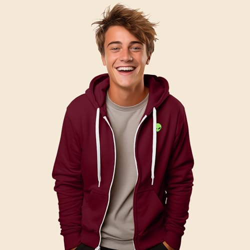 DALIX Alien Embroidered Zip Hoodie Fleece Long Sleeve Pocket Warm Soft Mens3