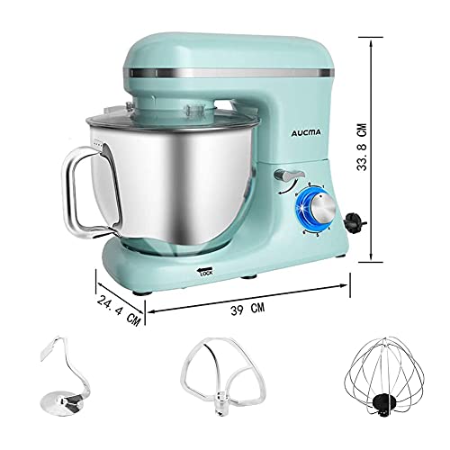 Aucma Küchenmaschine Knetmaschine 1400W, 6.2L Reduzierte Geräusche Knetmaschine mit Rührbesen, Knethaken, Schlagbesen… – Bild 3