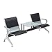 walsport Leather Waiting Room Furniture Black Chairs Reception 2 Seat with Table for Airport Seating, Office, Bank, Hospital Bench