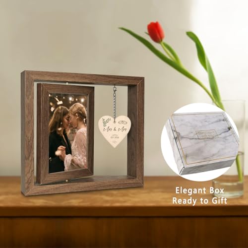 EYITUPC Rotating Lesbian Wedding Wood Picture Frame Mrs & Mrs 2026 Gift - Image 2