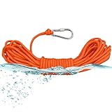 BeGrit Floating Rope 1/4' X 32.8' Polypropylene Rope Anchor Rope Mooring Rope Kayak Canoe Tow Throw Line with Hook for Boat Camping Hiking Awning Tent 6mm x 10m