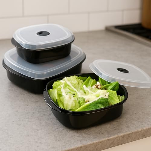Image of Reston Lloyd Nesting Microwave Containers, Set of 3, Adjustable Steam Vents, Airtight, Meal Prep, Durable BPA-Free Plastic- Freezer & Dishwasher Safe, Cookware & Food Storage, Anyday Cookware, Purple