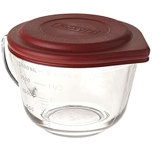 Anchor Hocking Batter Bowl, 2 Quart Glass Mixing Bowl with Red Lid