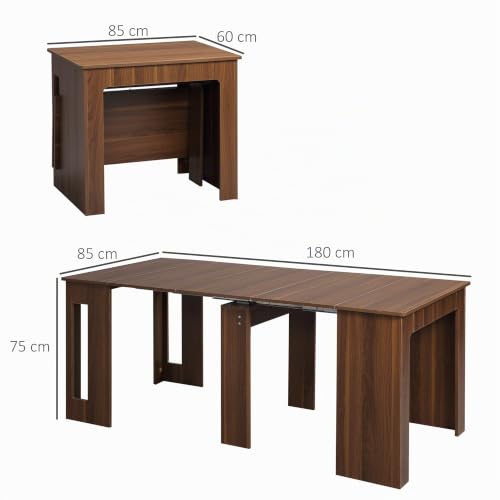 Table de salle a manger extensible charge 60 kg table d'appoint multifonctionnelle marron