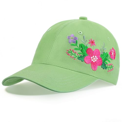 Trendy Handmade Embroidered Baseball Cap for Girls Women, Vintage Wash