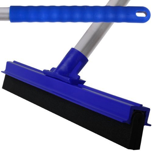 The Chemical Hut Blue Professional Hard Floor Cleaning Squeegee & Strong Alloy Handle For Tiles, Concrete, Wood And Marble.