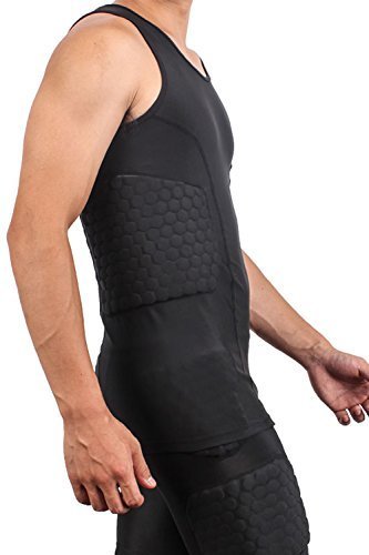 Tuoyr Men's Football Padded Compression Shirt Baseball Chest Protector Rib Protector Vest Heart Guard Sternum Undershirt For Rugby Soccer Hockey Paintball Shirt #TOP2