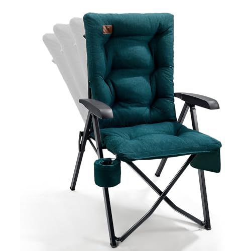 EVER ADVANCED Luxe campingstoelen voor volwassenen heavy duty hoge rugleuning oversized opvouwbare tuinstoel comfortabel gewatteerd 6cm belastbaar 150kg kamp verstelbare eetkamerstoelen 4-positie