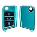 Produktbild kwmobile Autoschlüssel Hülle kompatibel mit VW Golf 7 MK7 3-Tasten Autoschlüssel - Schlüsselhülle Silikon Cover - Hochglanz Petrol