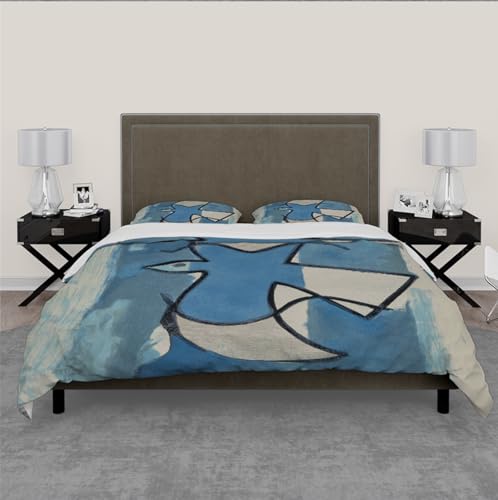 Parure housse de couette Georges Braque 260x220 microfibre bleu 3 pièces - 4