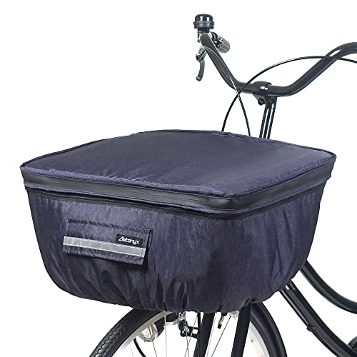 自転車 ワイド 浅型 2段式 防水 前かごカバー AX-715 大きめ BIG サイズ 前カゴカバー レインカバー AETONYX アエトニクス AX-710 ワイド浅型/デニムネイビー（ワイド浅型カゴ対応）の商品画像（Amazon）