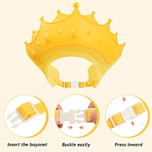 suchkawe 2 Pcs Baby Shower Cap Shield, Hair Washing Shampoo Shield for Toddler Kids Over 6 Months Under 9 Years Old, Adjustable Silicone Hair Washing Cap Protection for Eyes and Ears, Yellow & Blue