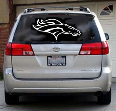 Giant DENVER BRONCOS - 22" Long White Vinyl STICKER - DECAL