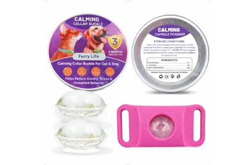 Image of FurLife Pet Calming Pendant - Waterproof Collar Tag for Dogs & Cats | Suitable for All Breeds - (Pink)