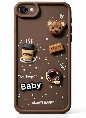 Image of Bintage Cute Fun Ball | Taddy Cartoon 3D Smiley Coffee Cup | Milk Donut | Full Protection Rubber Back Cover Compatible for Vivo 1812 / Vivo Y81i - Brown
