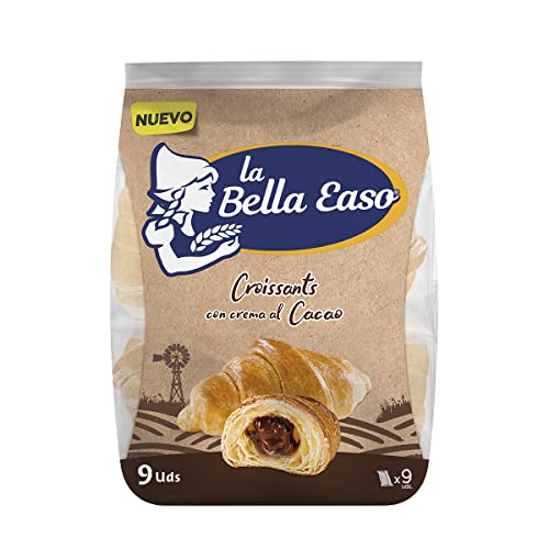 La Bella Easo - Croissants de Hojaldre Rellenos con Crema al Cacao, Paquete 9 unidades individuales, 378 g