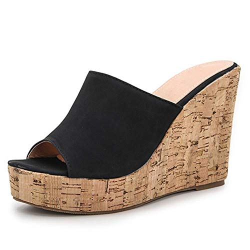 Damen sexy Peep Toe Plattform High Heel Kork Keilabsatz Sandalen...