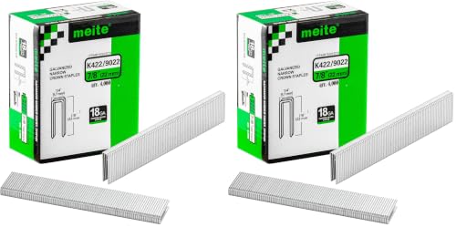Image of meite 18 Gauge 1 /4-Inch Narrow Crown Staples, 7 /8-Inch Length Heavy Duty Galvanized Upholstery Staples for Electric or Pneumatic Narrow Crown Staple Guns (4,000 PCS) (Pack of 2)