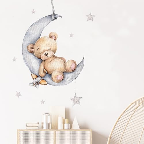 Vinilo Decorativo infantil Oso Durmiendo en la Luna miniatura 7