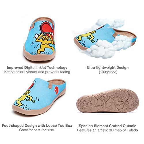 Image of UIN Slipper Woman Travel Art Painted Shoes Wide Toe Casual Home Slip On Mules Malaga