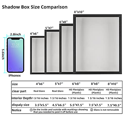 Kapix Shadow Box 5X7 Picture Frame With Hd Plexiglass Deep Wood Memory Box Display Case For Flowers,Ticket,Memorabilia,Keepsake,Medal,Art And Photos,White #TOP2
