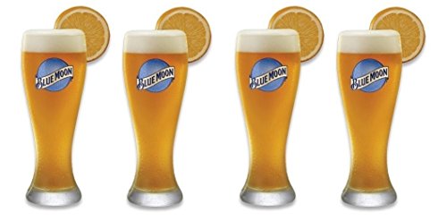 Set of 4 Blue Moon Signature Wheat Beer Glasses - 16 Ounces