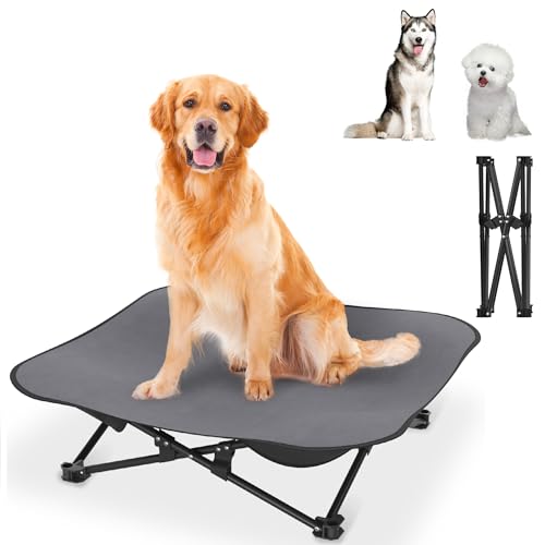 ORHEYA Faltbares Outdoor Hundebett – Erhöhtes, atmungsaktives hundeliege Bett für Hunde bis 60 kg, ideal für Camping und Garten, Outdoor Indoor 87 x 87 x 33 cm