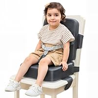 HOMEAL Booster Seat for Kitchen Chair - Toddler Booster Seat for Dining Table - Dining Seat with Adjustable Straps - Non-Slip Base & Breathable Fabric - Dark Gray