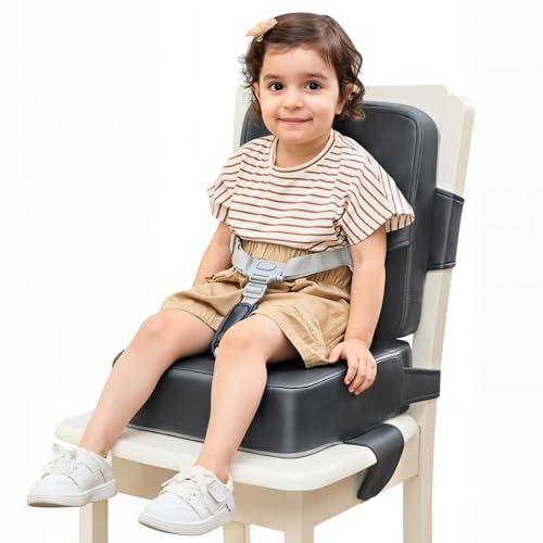 10 Best Toddler Chair for Dining Table: Top Adjustable and Portable Picks 5 HOMEAL Booster Seat for Kitchen Chair - Toddler Booster Seat for Dining Table - Dining Seat with Adjustable Straps - Non-Slip Base & Breathable Fabric - Dark Gray