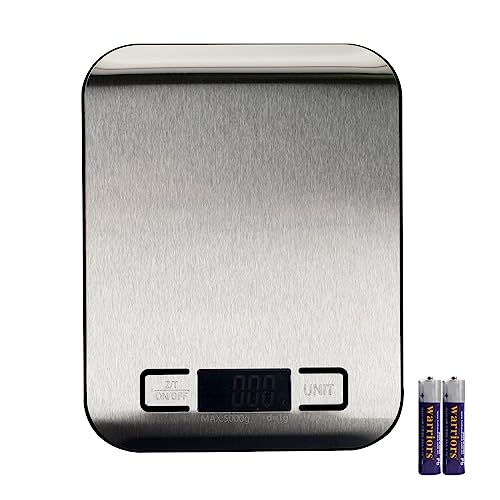 Food Scales for Kitchen - 0.01oz/0.1g Precise Digital Food Scale with 4 Weight Units, Stainless Steel and Tempered Glass Food Weight Scale with LCD Display, for Weight Loss, Baking, Cooking