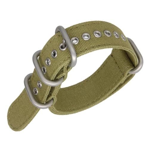 YYJzsw 18mm 20mm 22mm �i�C�����L�����o�X�X�g���b�v�o���h �����O�o�b�N�� �I���K�X�|�[�c���j�o�[�T���u���X���b�g�Ή� �E�H�b�`GT2 GT3 �E�H�b�`�A�N�Z�T���[(Army Green,18mm)