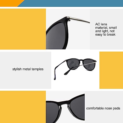 GVSAVY-2-Sunglasses-1-Piece-of-Glasses-Cloth-And-1-Glasses-Bag-Round-Retro-Sunglasses-Fashionable-Womens-Sunglasses-Vintage-Polarized-Sunglasses-Can-Be-Used-for-Travel-Driving