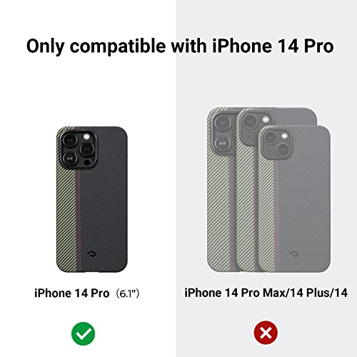 pitaka Case for iPhone 14 Pro Compatible with MagSafe, Slim & Light iPhone 14 Pro Case 6.1-inch with a Case-Less Touch Feeling, 600D Aramid Fiber Made [Fusion Weaving MagEZ Case 3 - Overture]