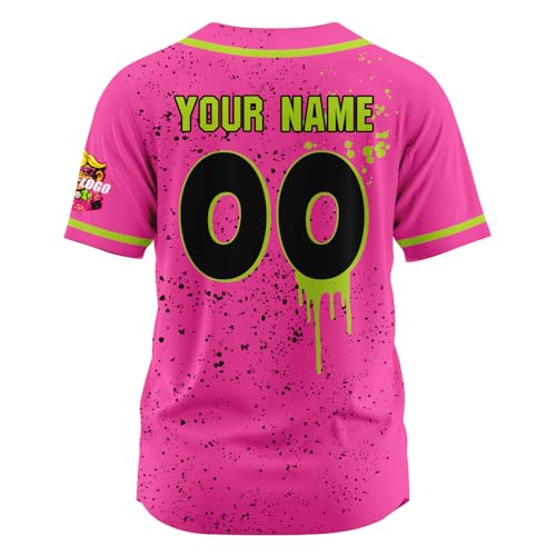Custom Baseball Jersey Men Women Youth Kids, Fun Party Style, Black Neon Green Pink Personalized Printed Name Number and Logo miniatura 4