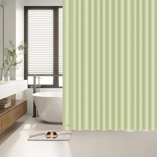 Image of EHZNZIE Sage Shower Curtain Liner 72x72, PEVA Waterproof Bath Curtain, No Chemical Smell, 3 Weighted Magnets, Durable with Rustproof Metal Grommets