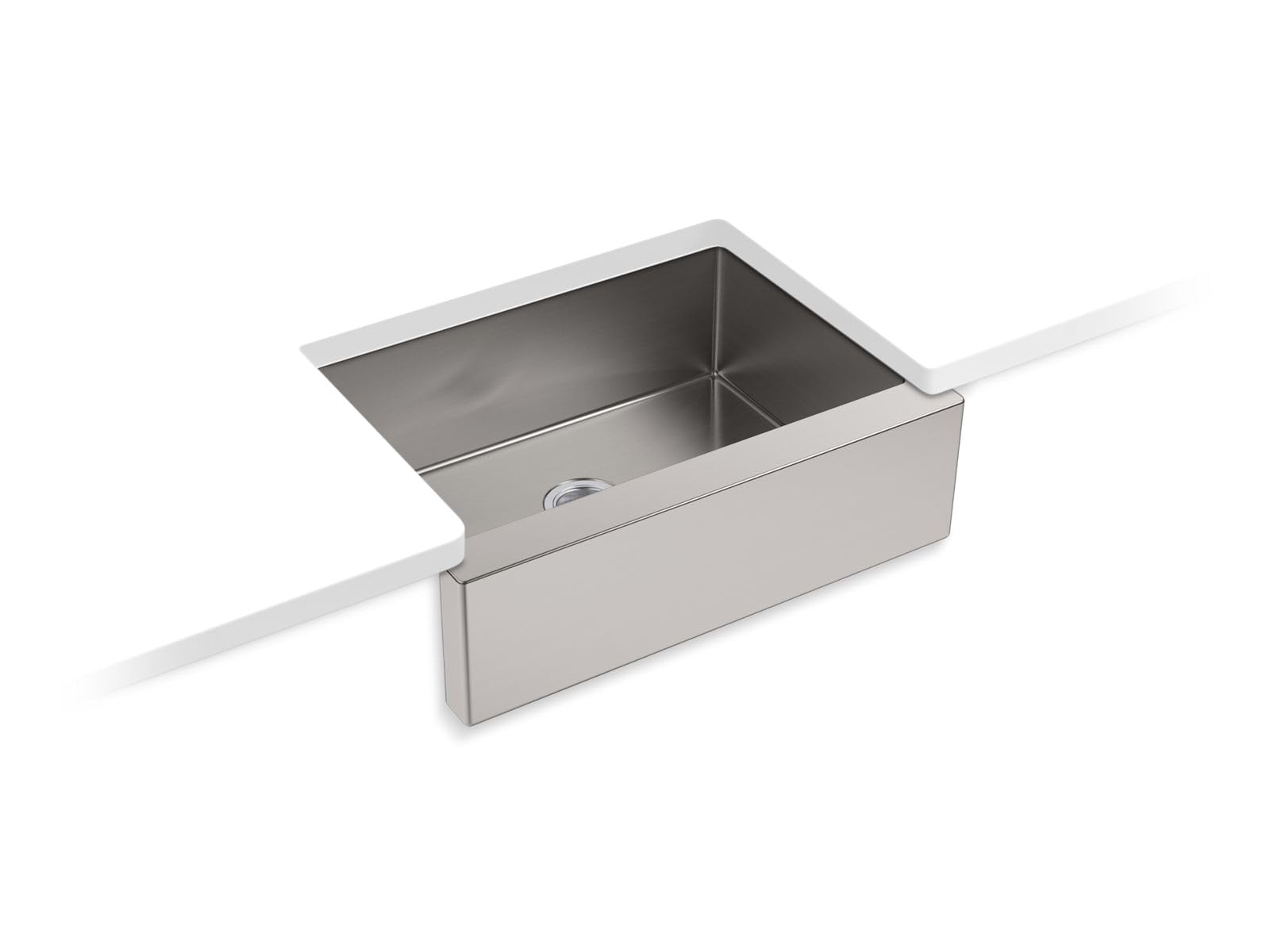 KOHLER K-5417-NA Strive Self-T Farmhouse Undermount Medium Single-Bowl Kitchen Sink with Tall Apron, 29 1/2 x 21 1/4", Stainless Steel