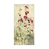 Trademark Fine Art Canvas Wall Art - Cheri Blum 'Hollyhocks Panel I' Wall Art for Living Room, Bedroom, or Office Décor