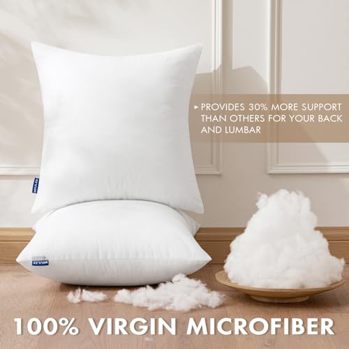 MIULEE Set of 2 Throw Pillow Inserts 20x20 Inches, 100% Virgin Filling Nonwoven Pillow Inserts for Couch Sofa Living Room