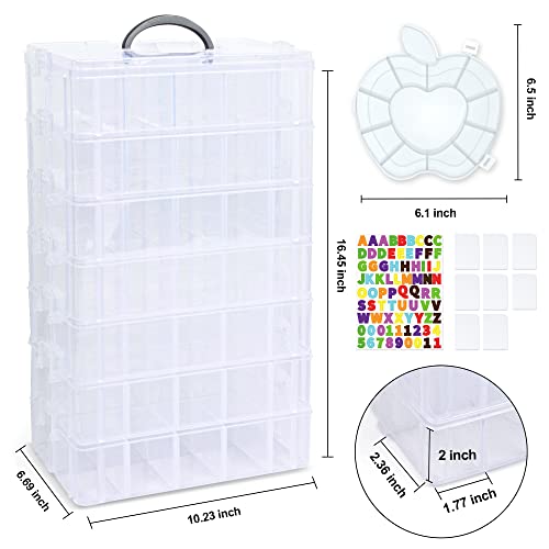 7 Layers Stackable Storage Container, 70 Adjustable Compartments (White) Perfect for Kids Toys, Art Crafts, Jewelry, Supplies, Mini Case & Letter Sticker Included - Image 4