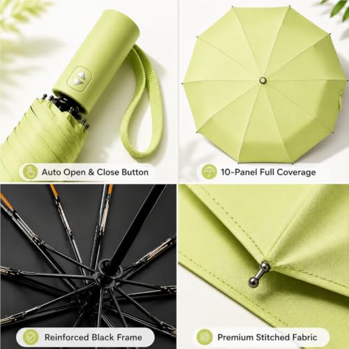Image of ginoya brothers Premium Auto Open & Close Compact Travel Umbrella for Men & Women With 10 Durable Ribs Strong Wind Resistant Folding Easy to Carry Umbrella For Sun & Rain