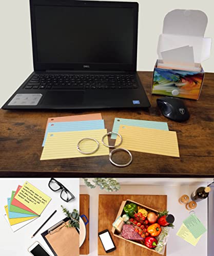 Cartões de índice pautados de 7,6 cm x 12,7 cm com anéis - Cartão de índice de melhor valor 90# - Ca