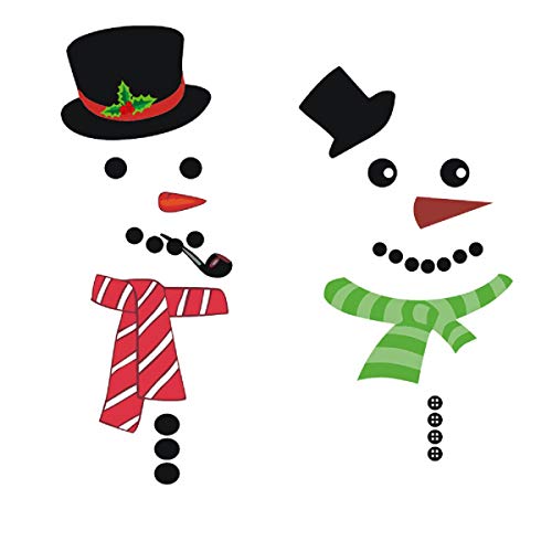 2PCS Christmas Windows Fridge Wall Stickers Cute Funny Fridge Stickers Refrigerator Stickers Snowman Wall Decals Cabinet Glass Decorative Stickers Removable Wall Stickers for Xmas Home Decorations