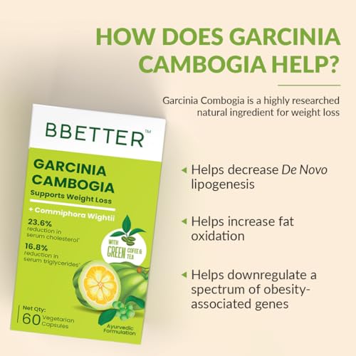 Image of BBETTER Garcinia Cambogia For Weight Loss Capsules For Women And Men - With Green Coffee Green Tea Guggulu Extract & Inulin - Keto supplement -120 Veg capsules