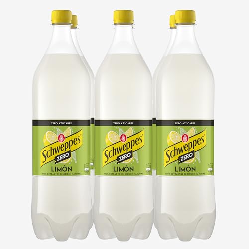 Schweppes Limón Zero, Refresco sin Azúcar ni Calorías - Botella PET, Pack 6 x 1,5 L