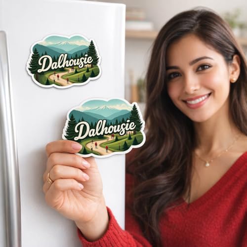 Image of Naxon Dalhousie Town Theme Souvenir Wooden Fridge Magnet | Snow Hills, Pine Forest & Colonial Town Design 3x3 Inch Refrigerator Magnet for Kitchen & Home Decor | Travel Gift from Dalhousie | Pack of 1