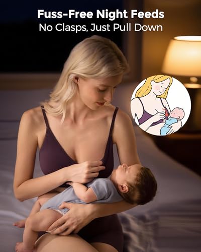 Momcozy Nursing Bras for Breastfeeding and Sleep, Seamless Soft & Stretchy Maternity Bra, V Neck Wireless Pregnancy Bralette4